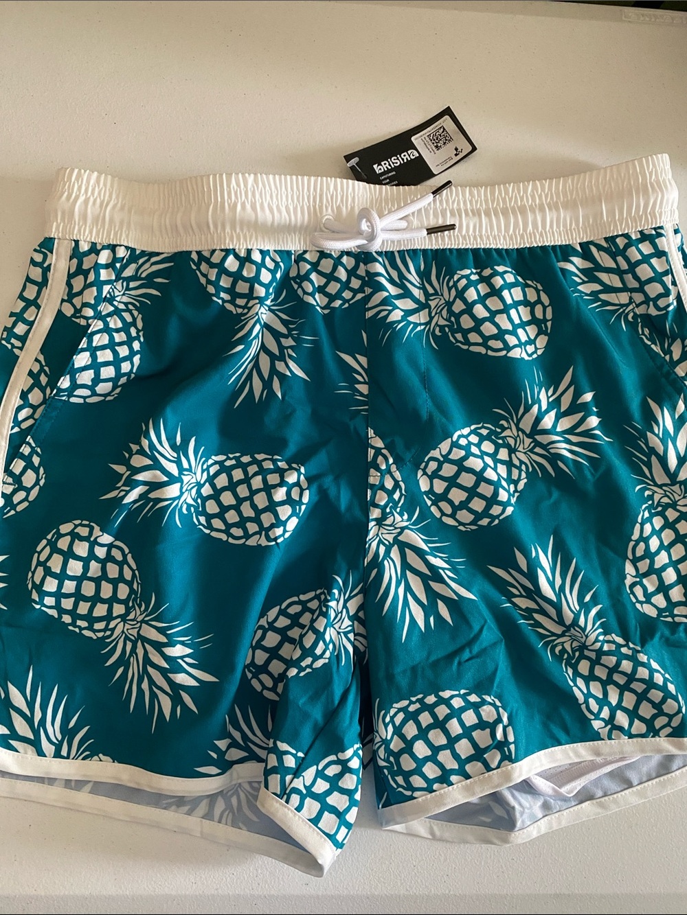 NWT BRISIRA Pineapple SWIM SHORTS SIZE 32 (M)